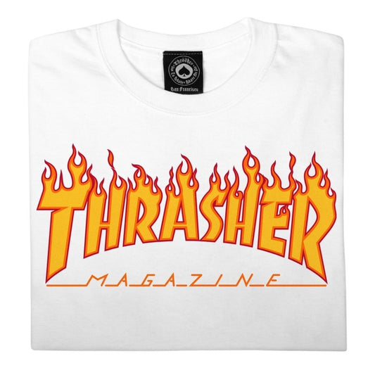 T-SHIRT THRASHER FLAME LOGO WHITE